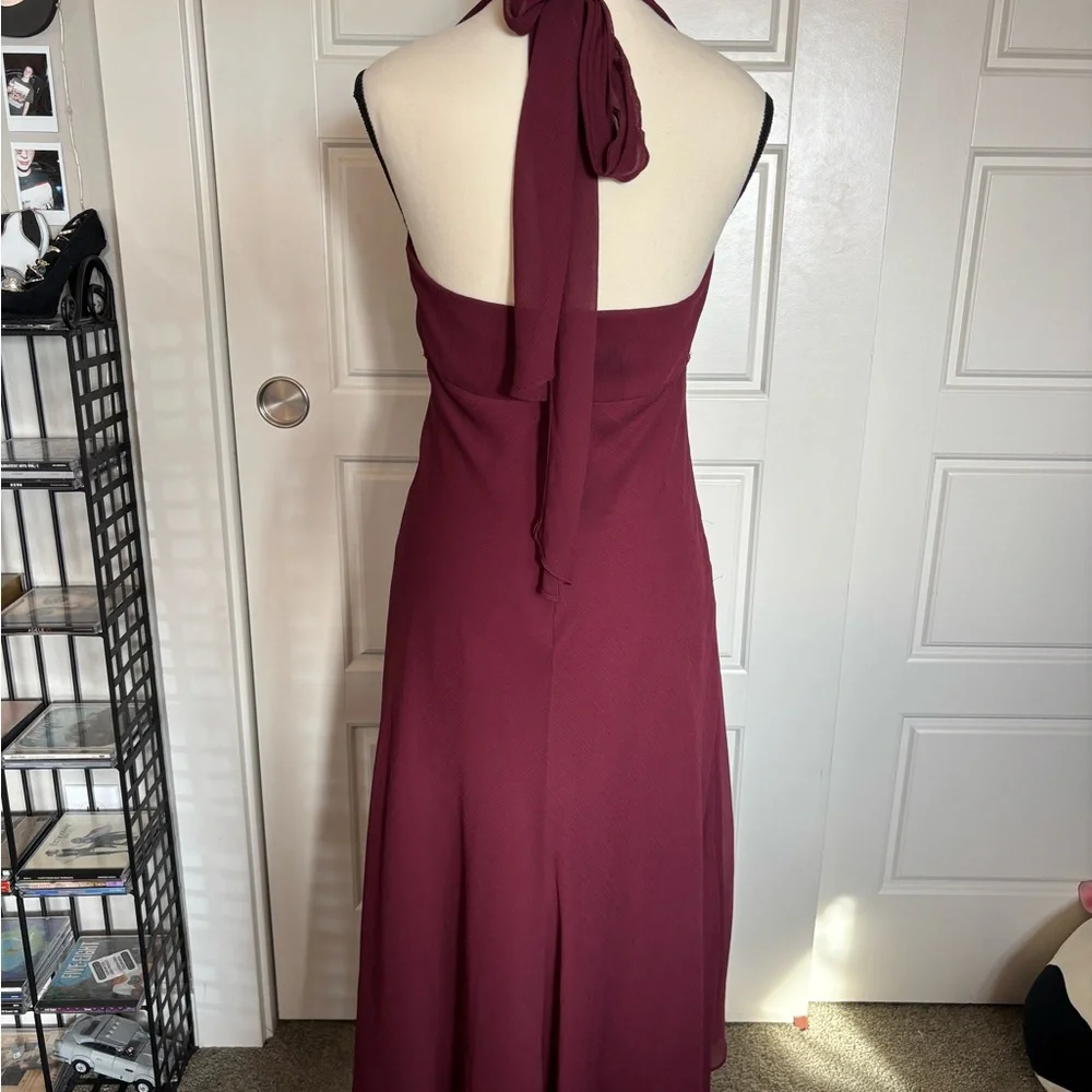 David's Bridal Burgundy Halter Dress - Picture 2 of 4